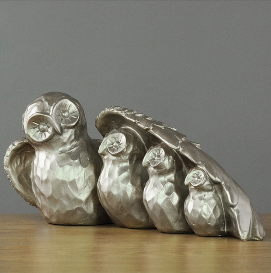 Статуэтка «Owls mom» (Серебро с патиной)